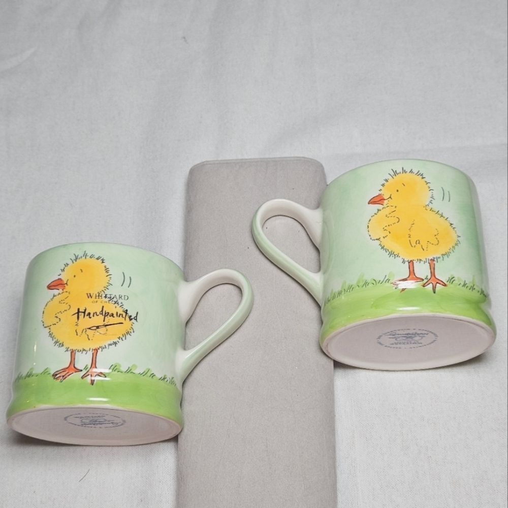 Whittard of Chelsea Easter Chick 2005 Handpainted Ceramic Coffee Tea Mug Set